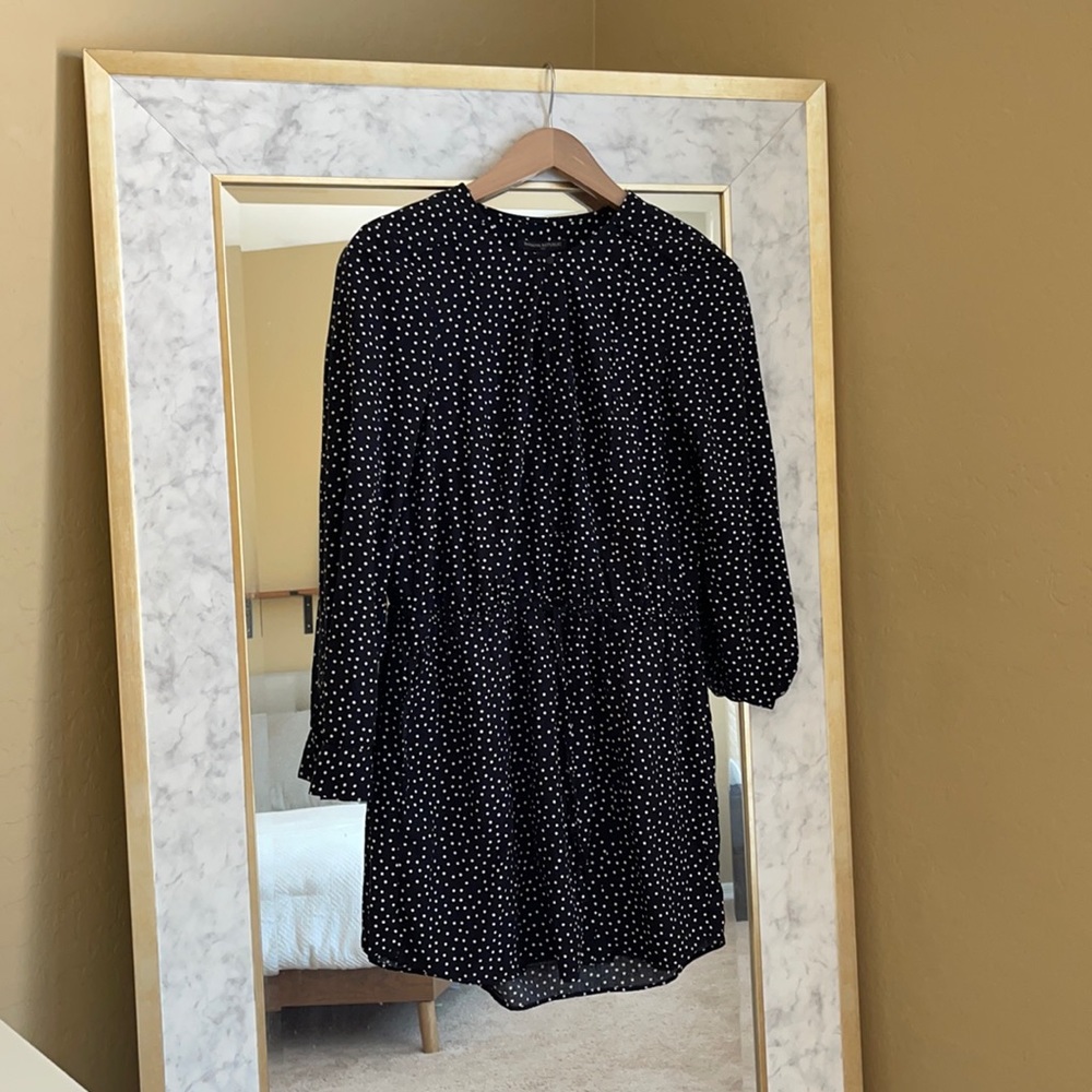 Banana Republic Black and White Spotted Dress